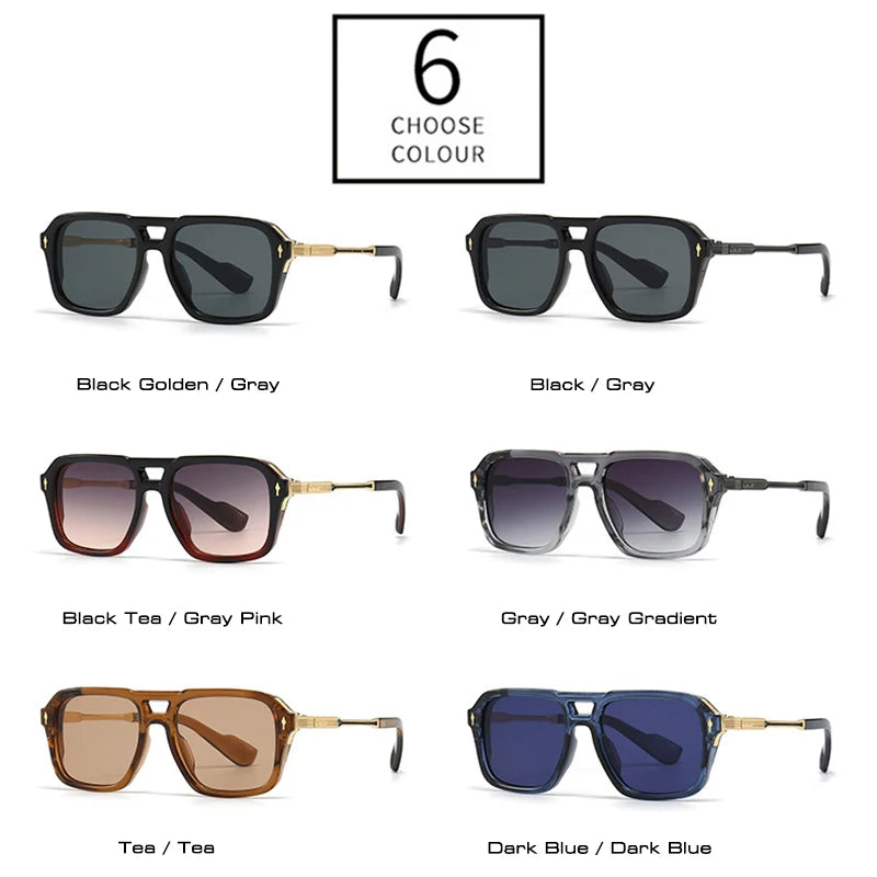 SHAUNA Retro Double Bridges Square Women Gradient Sunglasses Fashion Men Shades UV400