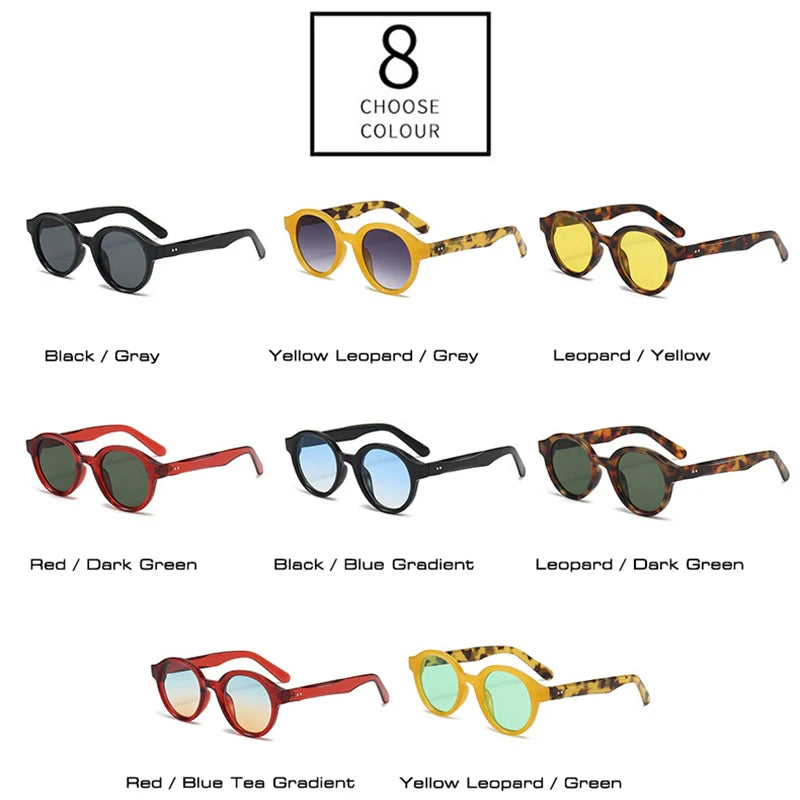 SHAUNA Lunettes de soleil rétro rondes pour femmes, dégradées, UV400, mode, couleur bonbon, hommes, tendance, rivets, punk