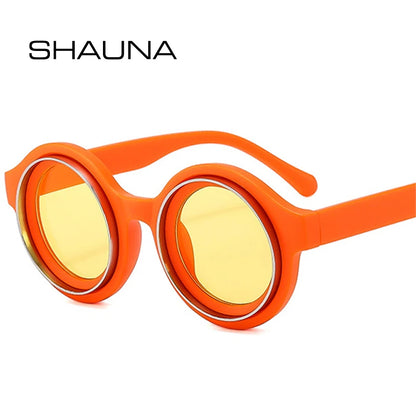 SHAUNA Lunettes de soleil rondes tendance pour femmes, couleur bonbon, style rétro punk, pour hommes, UV400