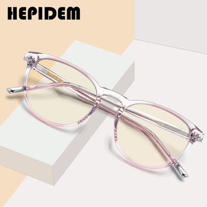 HEPIDEM Lunettes anti-lumière bleue pour homme et femme, style rétro vintage, rondes, en acétate, anti-rayons bleus, 2020, 9139AB