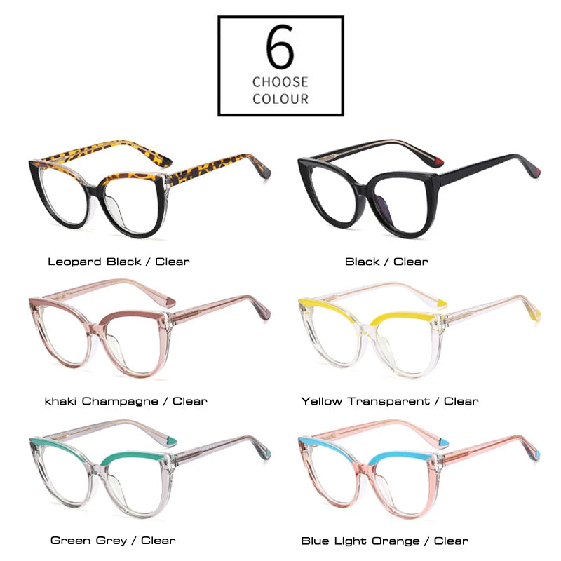 SHAUNA Fashion Cat Eye Spring Hinge Women Double Color Glasses Frame Retro Anti-blue Light Eyewear Men Optical Blue Green Frame