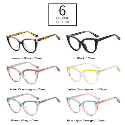 SHAUNA Fashion Cat Eye Spring Hinge Women Double Color Glasses Frame Retro Anti-blue Light Eyewear Men Optical Blue Green Frame