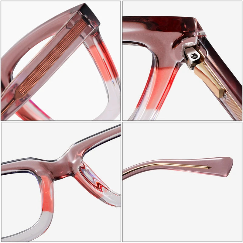 SHAUNA Fashion Double Color TR90 Square Women Glasses Frames Retro Optical Men Clear Anti Blue Light Eyewear Frame