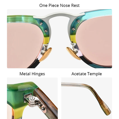 Lunettes de soleil polarisées en acétate HEPIDEM pour hommes et femmes, nouvelle collection 2024, design rétro coloré et tendance, UV400, lunettes de soleil pilote, nuances H9350T