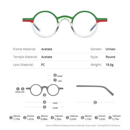 HEPIDEM Multicolor Acetate Glasses Men Retro Round Eyeglasses Women Frame Spectacles Eyewear 9243