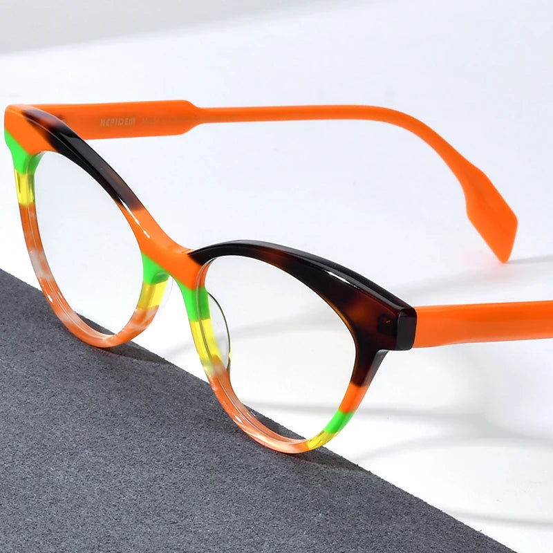 HEPIDEM Multicolor Acetate Glasses Women Brand Designer Cat Eye Eyeglasses Ladies Spectacle Eyewear 9257