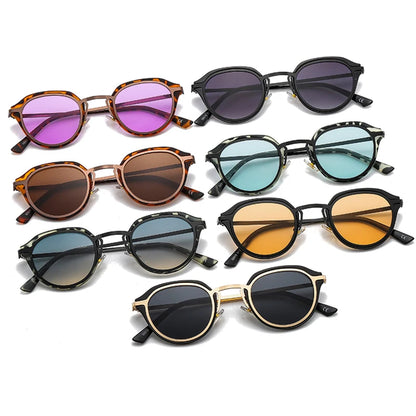 SHAUNA Ins Popular Fashion Oval Women Sunglasses Retro Candy Color Shades UV400 Men Leopard Gradient Round Sun Glasses