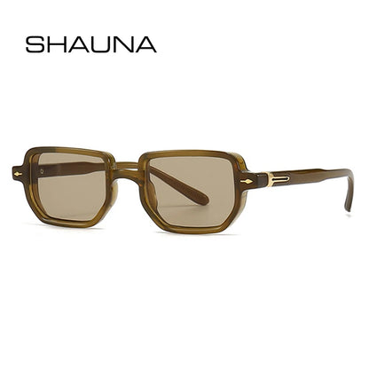 SHAUNA Ins Popular Fashion Rectangle Sunglasses Women Shades UV400 Retro Gradient Men Square Trending Rivets Sun Glasses