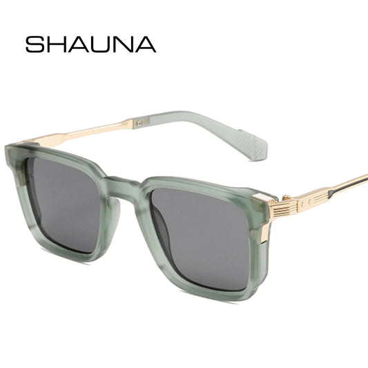 SHAUNA Retro Quadratische Nieten Herren Luxus Sonnenbrille Mode Gradient Mirror Shades UV400 Damen Trend Sonnenbrille