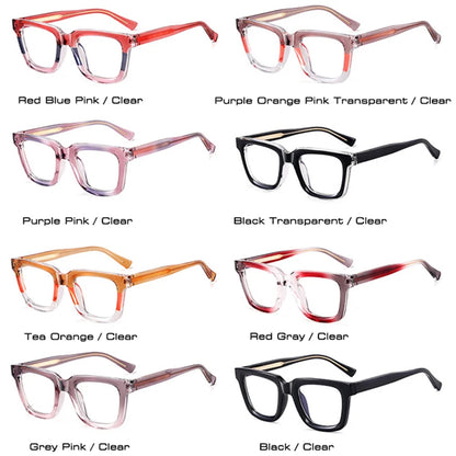 SHAUNA Fashion Double Color TR90 Square Women Glasses Frames Retro Optical Men Clear Anti Blue Light Eyewear Frame