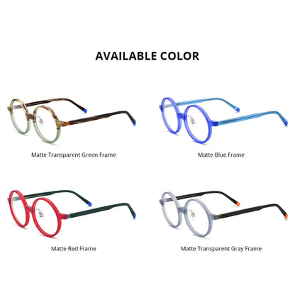 HEPIDEM Multicolour Matte Acetate Glasses Men Round Retro Eyeglasses 2023 Women Spectacles Eyewear H9265