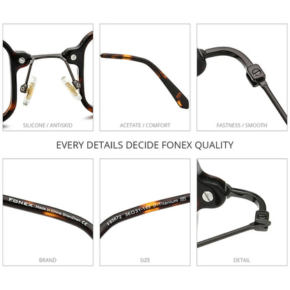 FONEX Acetate Titanium Glasses Men 2021 New Vintage Square Eyeglasses Frame Women Spectacles Eyewear F85672