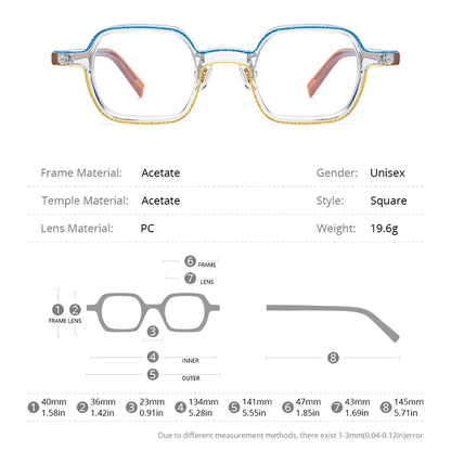 HEPIDEM Powder Acetate Glasses Men Matte Vintage Retro Polygon Eyeglasses Women Spectacles Eyewear 9309