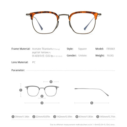 FONEX Acetate Titanium Glasses Men Retro Square Eyeglasses Frame Women 2022 Vintage Eyewear F85661