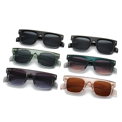 SHAUNA Retro Rivets Men Square Sunglasses Fashion Punk Gradient Shades UV400 Women Green Sun Glasses