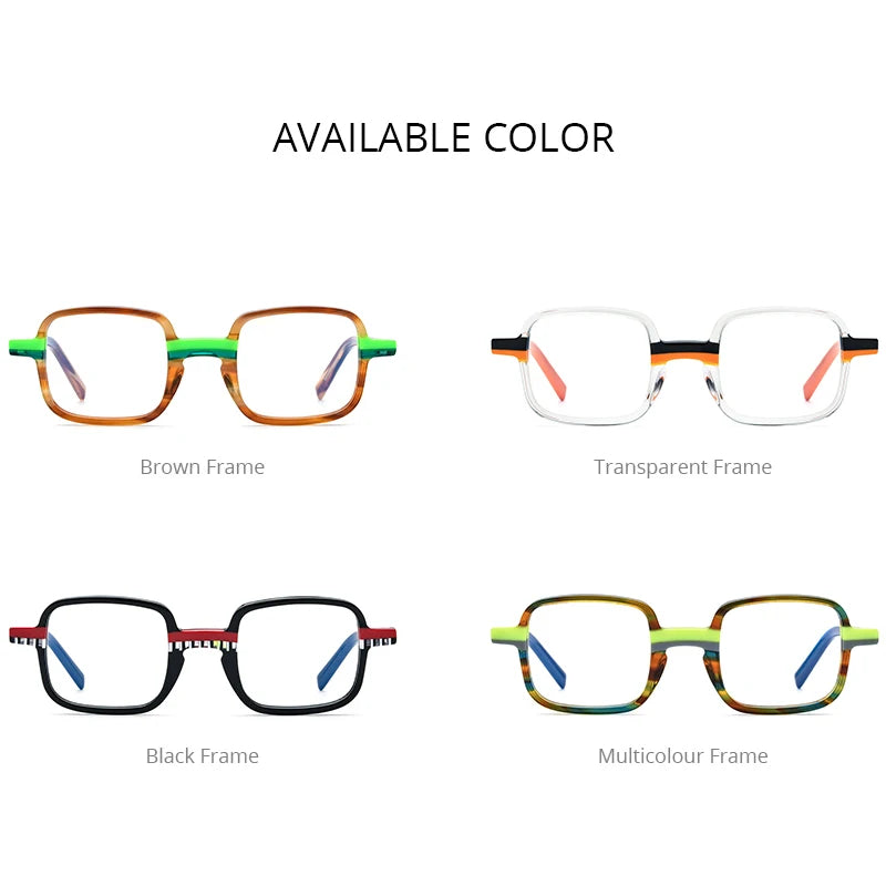 HEPIDEM Multicolor Acetate Glasses Men Retro Square Eyeglasses Women Frame Spectacles Eyewear 9246