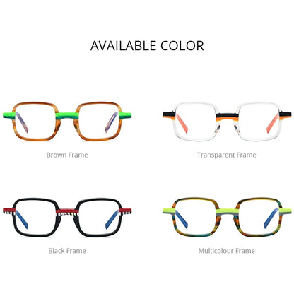 HEPIDEM Multicolor Acetate Glasses Men Retro Square Eyeglasses Women Frame Spectacles Eyewear 9246