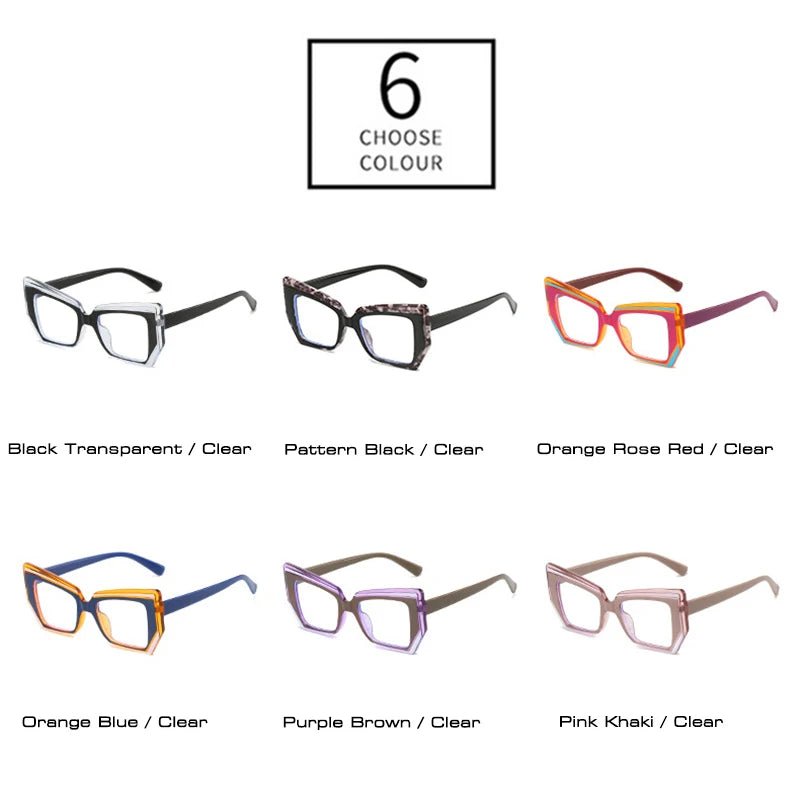 SHAUNA Ins Popular Fashion Polygon Cat Eye Multicolor Glasses Frame Women Clear Anti-Blue Light Eyewear Optical Men Frame