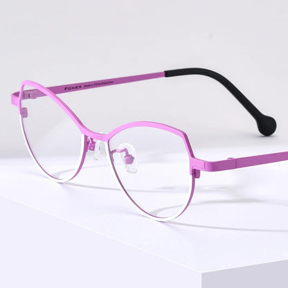 FONEX Pure Titanium Glasses Women 2024 New Men Fashion Retro Colorful Cat Eye Eyeglasses  Butterfly Eyewear F85848