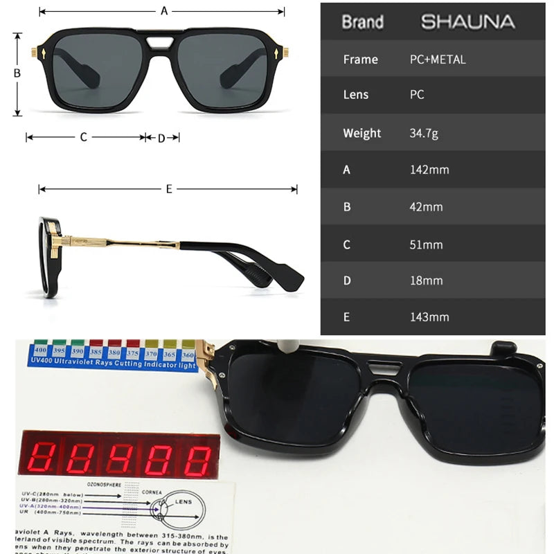 SHAUNA Retro Double Bridges Square Women Gradient Sunglasses Fashion Men Shades UV400