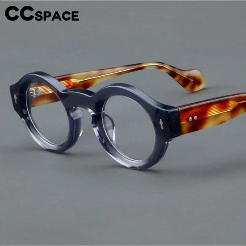 57359 Montures de lunettes en acétate épais vintage Tendance Rivet Lunettes optiques Hommes Femmes Lunettes de vue rondes