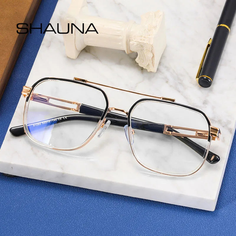 SHAUNA Anti-Blue Light TR90 Fashion Square Frames Retro Optical Frame Computer Glasses