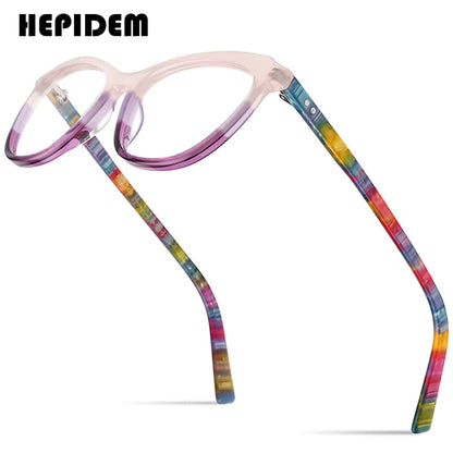 HEPIDEM Mehrfarbige Acetat-Brillenfassung Damen 2023 Neue Cat Eye-Brille Cateye-Brille 9275