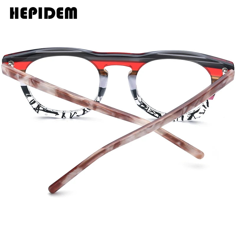 HEPIDEM Acetate Eyeglasses Men 2024 New Retro Square Women Glasses Spectacles Eyewear H9342