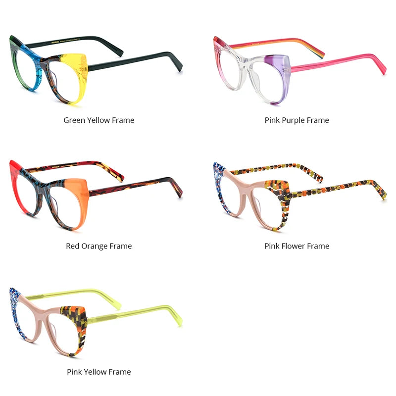 HEPIDEM Multicolor Acetate Glasses Women 2023 New Cat Eye Eyeglasses Cateye Spectacles Eyewear H9293