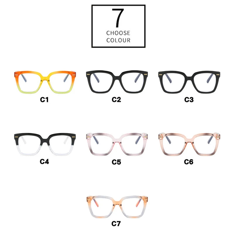 SHAUNA Fashion Colorful Square Glasses Frame Women Optical Clear Anti-Blue Light Eyewear Men Rivets Frame