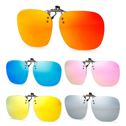 Metal Clip Clip-On Polarized Sunglasses UV400 Rimless Polygonal Shades Convenient Flip-up Sun Glasses for Prescription Glasses