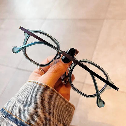 SHAUNA Retro TR90 Metal Square Women Optical Glasses Frame Fashion Anti Blue Light Spring Hinge Men Blue Eyeglasses Frame