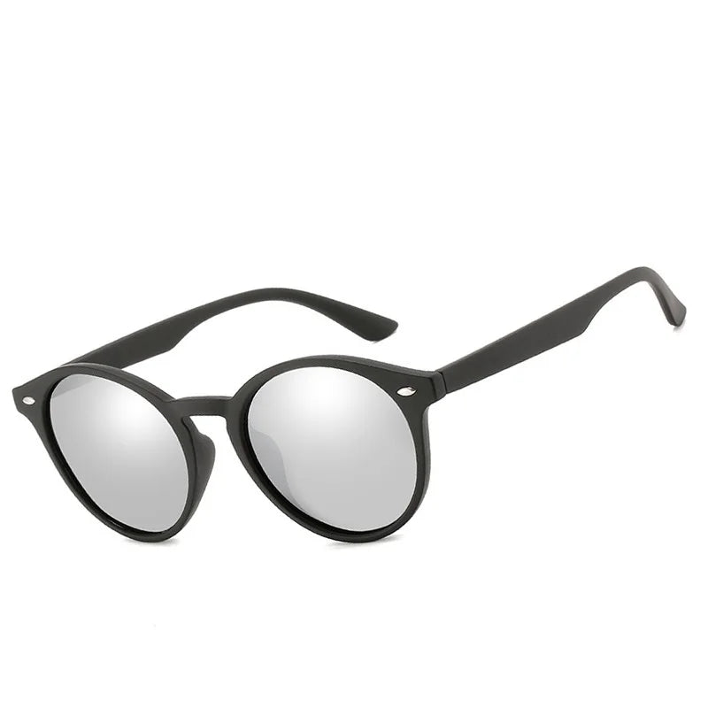 Lunettes de soleil polarisées tendance pour hommes et femmes, rondes, vintage, pour la conduite, cercles, ovales, design, noires, antireflets, UV400