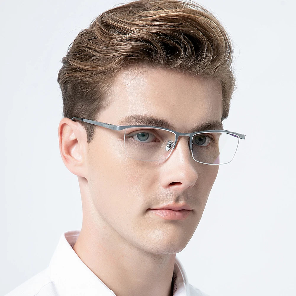 FONEX Pure Titanium Eyeglasses Frame Men Square Eyewear 2020 New Male Half Eyeglasses 85640