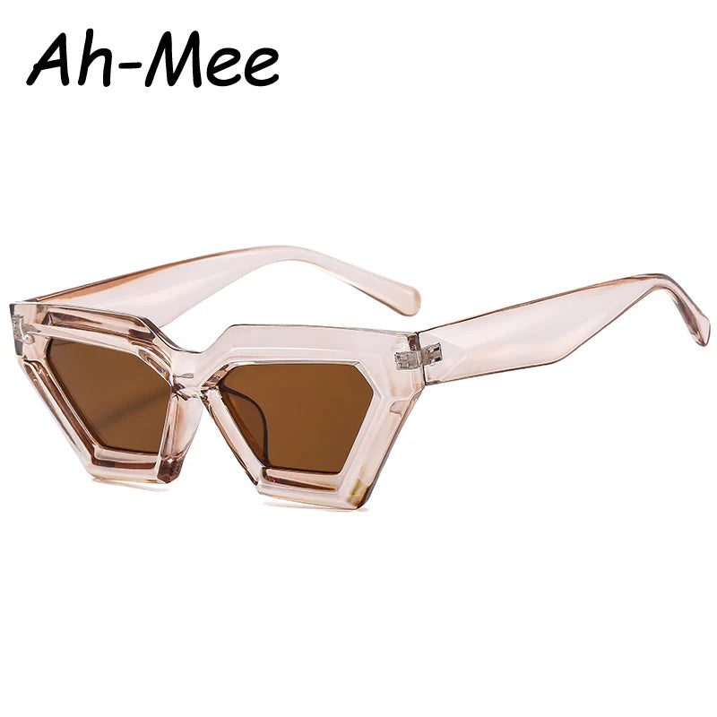 Fashion Retro Polygon Cat Eye Black Sunglasses Women Brand Designer Punk Shades UV400 Men Cateye Sun Glasses Eyeglasses