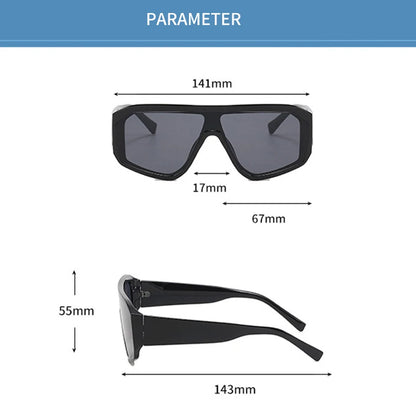 Neu in übergroßen einteiligen quadratischen Sonnenbrillen für Damen und Herren 2024. Hochwertiges Trendprodukt, modische Spiegel-Fahrbrille, UV400