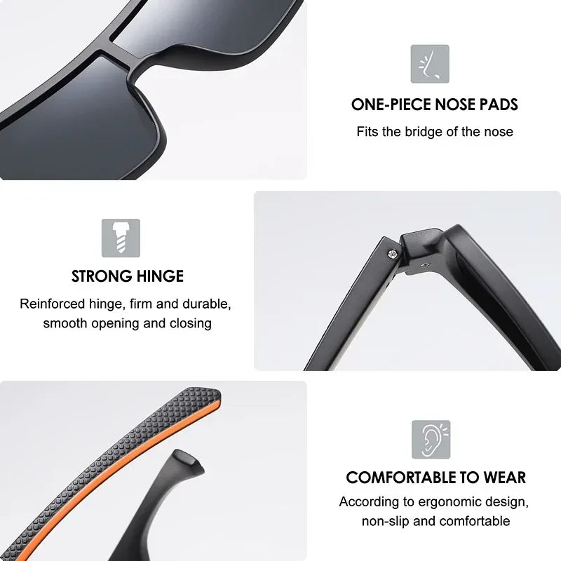 Polarized Sunglasses For Men Oversize Square Anti UV400 Male Mirror Sun Glasses Original Driving Goggles Women zonnebril