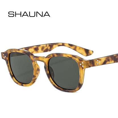 SHAUNA New Retro Square Women Sunglasses Fashion Rivets Men Clear Gradient Shades UV400