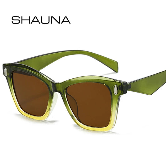 SHAUNA Nouvelles lunettes de soleil œil de chat mode femmes dégradé nuances UV400 rétro rivets hommes marque concepteur lunettes de soleil