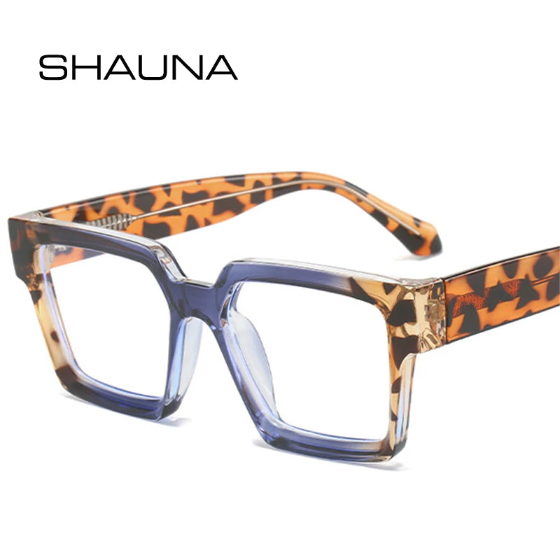 SHAUNA Mode Carré Bonbon Couleur Lunettes Cadre Femmes Printemps Charnière Anti Lumière Bleue Optique Lunettes Hommes Léopard Rétro Cadre