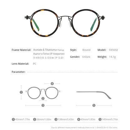 FONEX Acetate Titanium Eyeglasses Men Vintage Round Glasses Frame Women Spectacles Korean Eyewear F85692