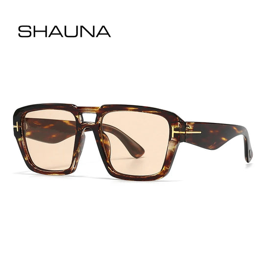 SHAUNA Retro Double Bridges Square Sunglasses Women Brand Designer Clear Yellow Blue UV400 Fashion Men Trending Sun Glasses