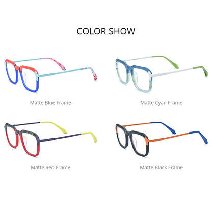 FONEX Colorful Acetate Titanium Glasses Men Square Eyeglasses 2023 Women Spectacles Eyewear F85786