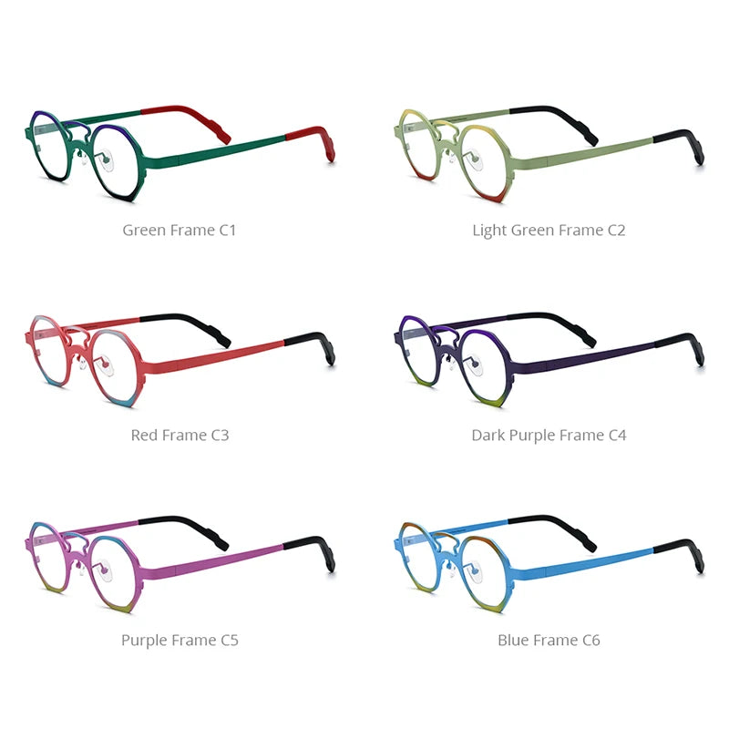 FONEX Pure Titanium Glasses Women 2024 New Men Colorful Trendy Polygon Eyeglasses Frame Fashion Eyewear Okulary F85830