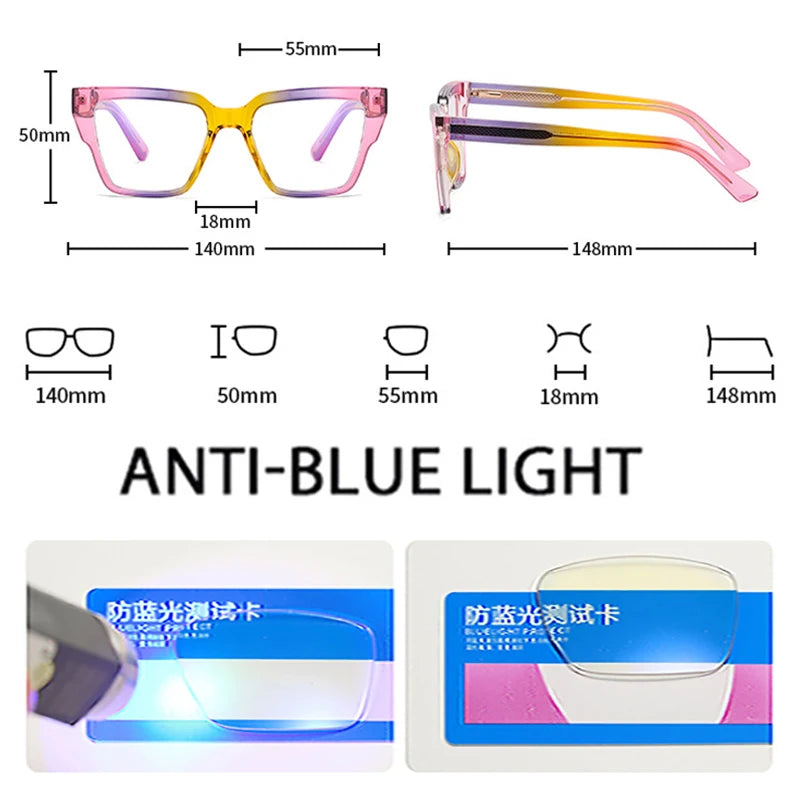 SHAUNA Monture de lunettes carrée à double couleur pour femme, monture optique transparente anti-lumière bleue, charnière à ressort, motif léopard