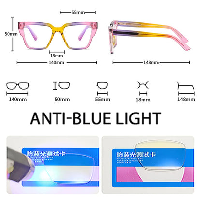 SHAUNA Monture de lunettes carrée à double couleur pour femme, monture optique transparente anti-lumière bleue, charnière à ressort, motif léopard