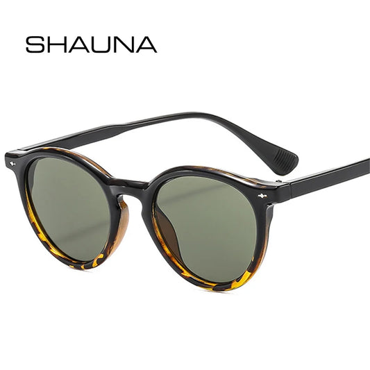 SHAUNA Mode Femmes Rondes Punk Rivets Décoration Lunettes De Soleil Nuances UV400 Double Couleur Hommes Tendance Lunettes De Soleil