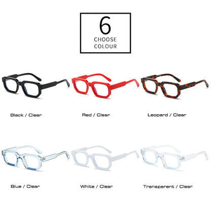 SHAUNA Ins Popular Fashion Polygon Square Women Glasses Frame Clear Anti Blue Light Eyewear Optical Men Red Blue Frame