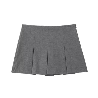 TRAF Fashion Damen High Waist Shorts Röcke Faltenrock Shorts Frauen Gestreifte Bermudashorts Frau Lässige Minishorts