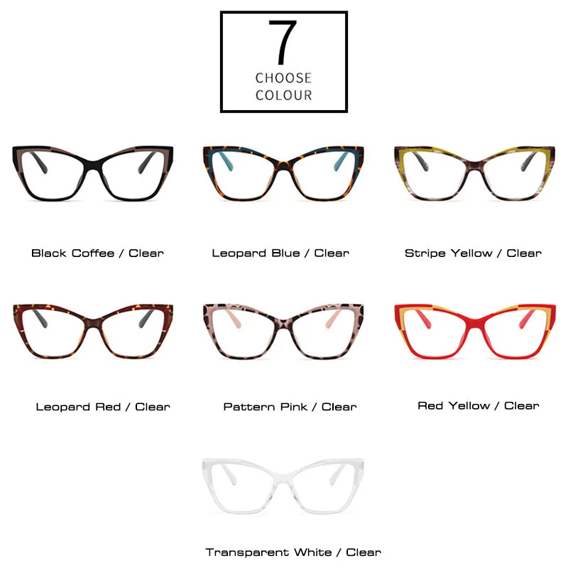 SHAUNA Retro Cat Eye Women Double Color Glasses Frame Fashion Men Optical Clear Anti-Blue Light Eyewear Trending Leopard Frame